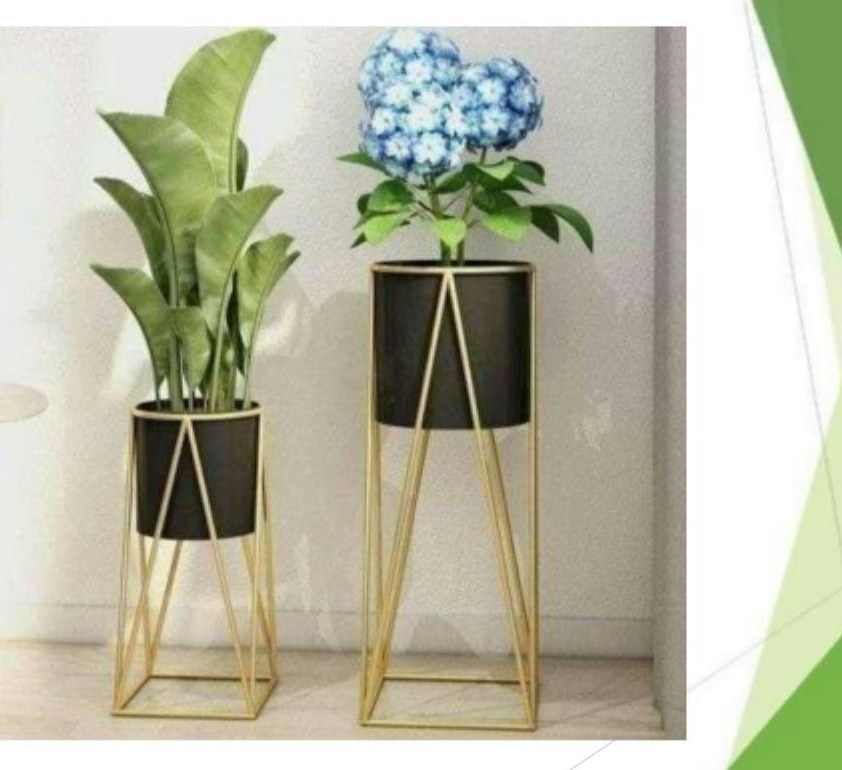Fancy metal planters set of 2 black 1919