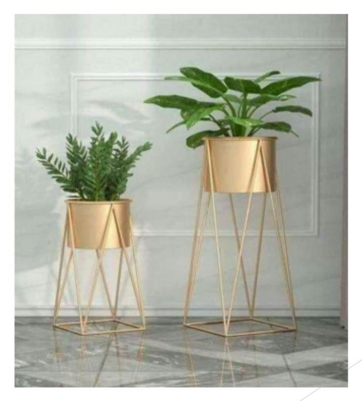 Fancy metal planters set of 2 gold 1919