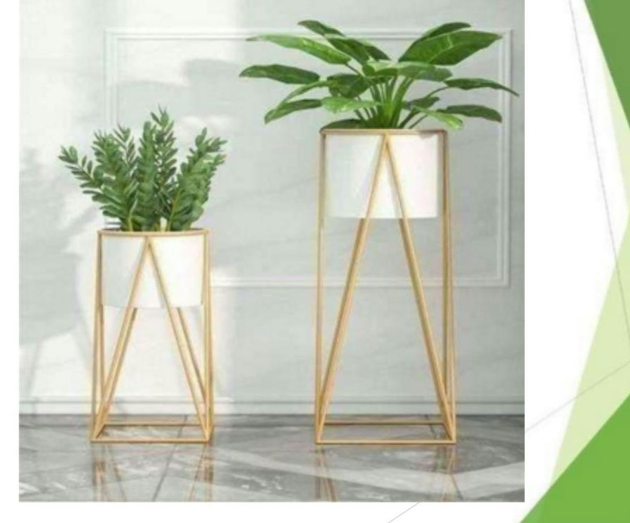 Fancy metal planters set of 2 white 1919
