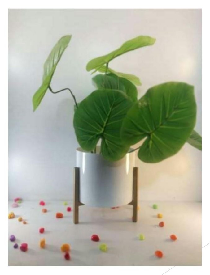 Iron pot with stand 1207C white